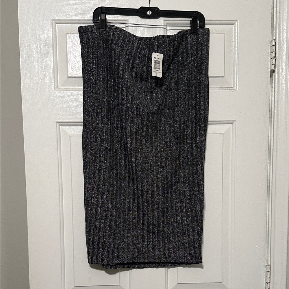 Torrid Silver Glitter Ribbed midi pencil skirt